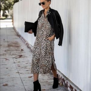 Vici Zoya Leopard Button Down Pocketed Dress